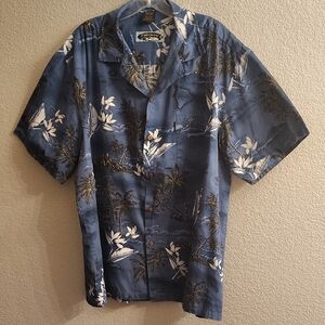 Tropical Blue Men's Casual Button Down Shirt Sleeve Shirt A31